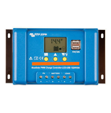 Solcellsregulator Victron BlueSolar PWM-LCD&USB 12/24V-5A