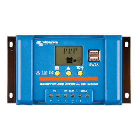 Solcellsregulator Victron BlueSolar PWM-LCD&USB 12/24V-10A