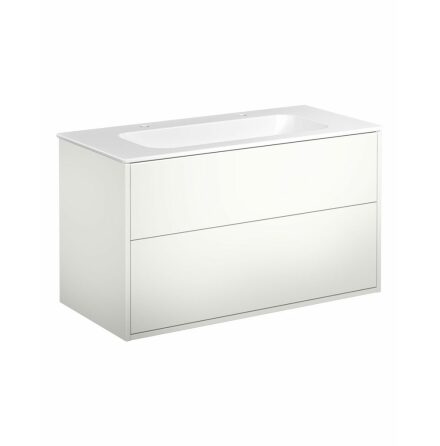 Kommodskp Gustavsberg Artic 100 cm, Vit, Med tvttstll matt vit, 2 blandarhl