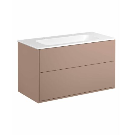 Kommodskp Gustavsberg Artic 100 cm, Peach, Med tvttstll matt vit, 2 blandarhl