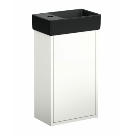 Tvttstllsskp Gustavsberg Artic Small Vit, Med tvttstll Mattsvart, ho till hger