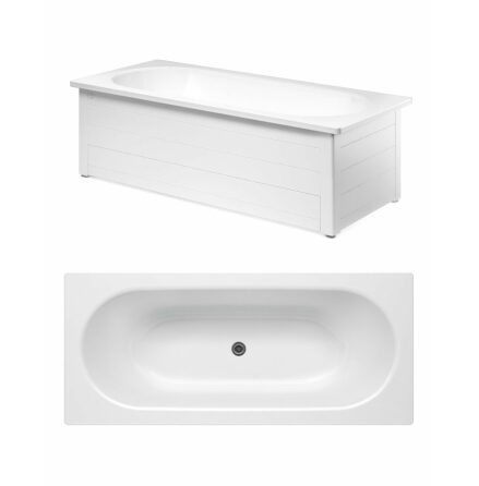 Badkar Gustavsberg 1600 x 700 mm Duo med Frontstativ Med helfrontstativ (vit)