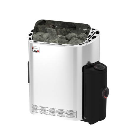 Elektriskt Bastuaggregat SAWO Rostfri Scandia 3P-1P 8 kW (7-13 m3), NB, inbyggd styrning (inkl. timer och termostat)