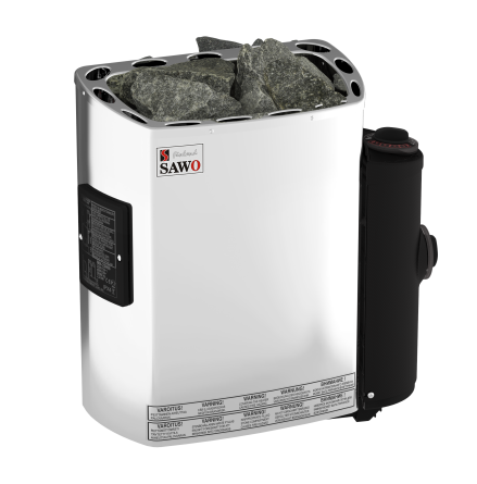 Elektriskt Bastuaggregat SAWO Rostfri Mini Premium 3P-1P 3,6 kW (3-6 m3), NB, inbyggd styrning (inkl. timer och termostat)