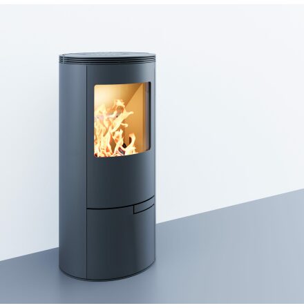 Braskamin Sveaflame Elipse 5 utan sidoglas Svart