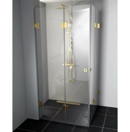 RoyalBath Lyxig Vikbar Duschhrn Klarglas, Blank Mssing / Guld (GD)