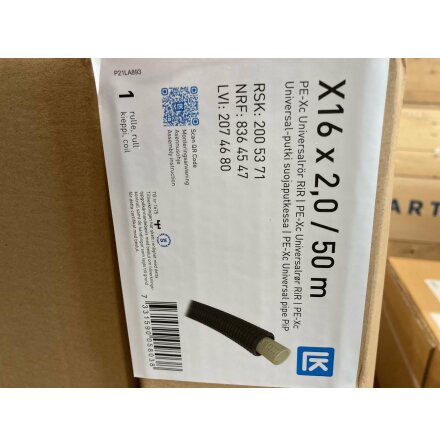 LK Universal PE-X RiR X16, 50 meter Dimension: 16x2,0mm/25mm