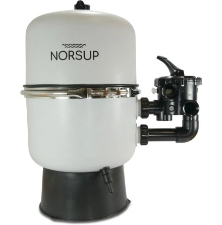 Norsup Sandfilter glasfiberf�rst�rkt PP 50 mm x 1 1/2" limsockel x inv�ndig g�nga 1,8bar 230VAC gr� type Duplex 600 SM 2-pcs