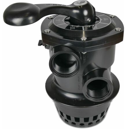 Flotide Multiport ventil 1 1/2" inv�ndig g�nga 4bar svart f�r toppmonterade filter type Mega 4-v�gs kl�mmventil